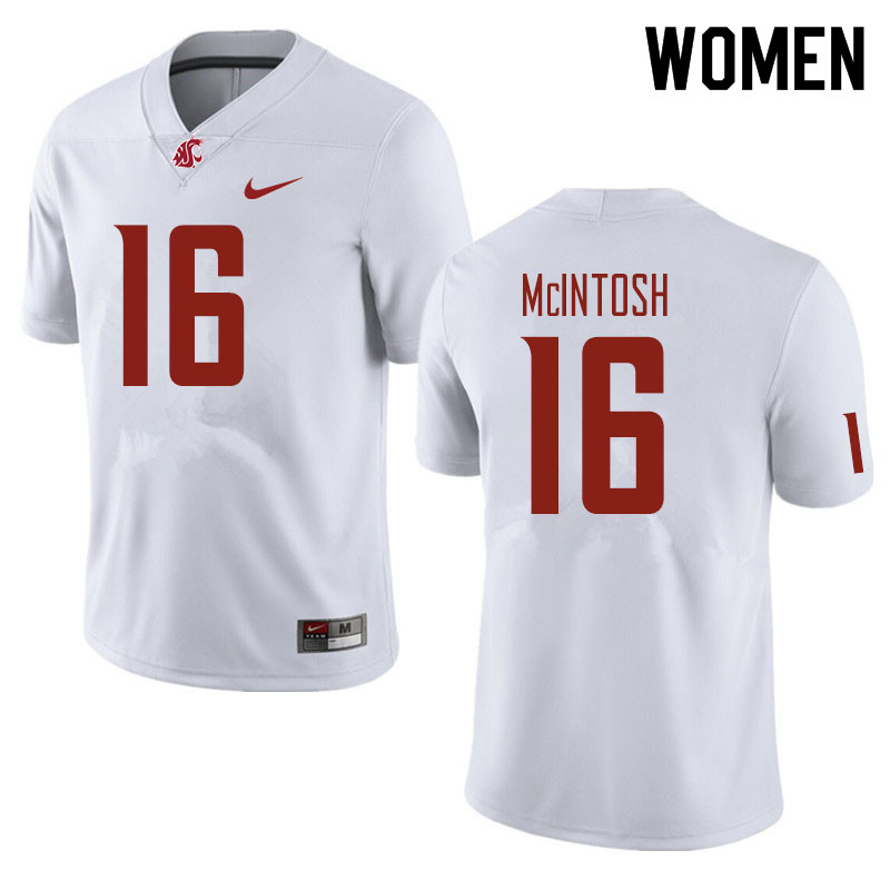 Women #16 Deon McIntosh Washington State Cougars Football Jerseys Sale-White - Click Image to Close